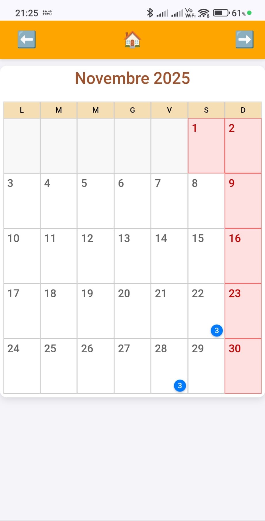 Schermata 3 - Calendario Consegne